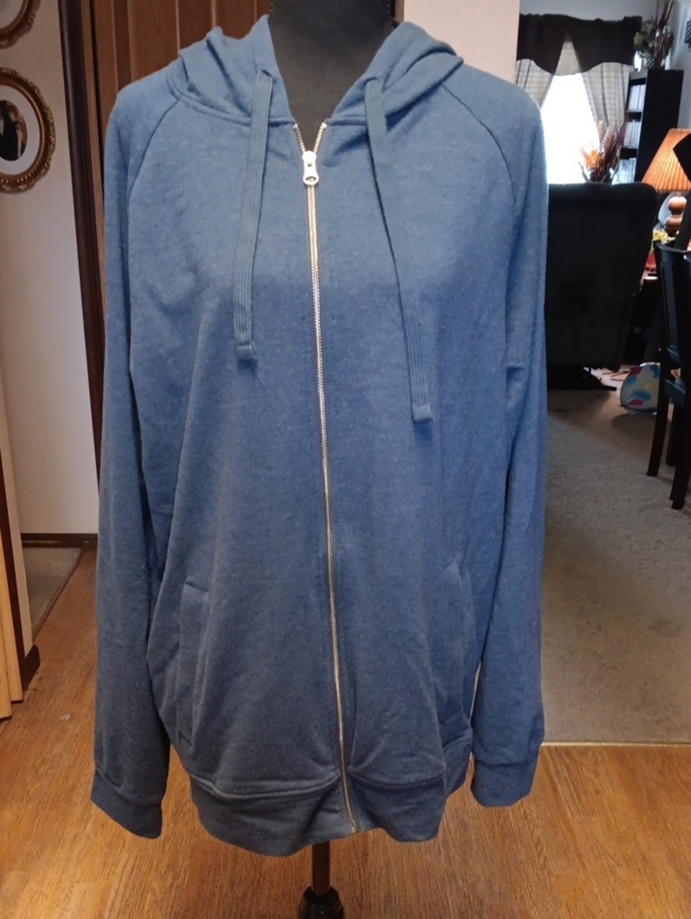 George Men's Heather Blue Full-Zip Hoodie Sweater